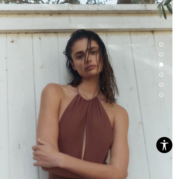 Brown halter swimsuit one piece - Picture 3 of 10